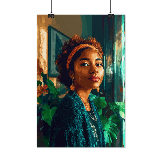 8 - bit Boho Girl Rolled Poster