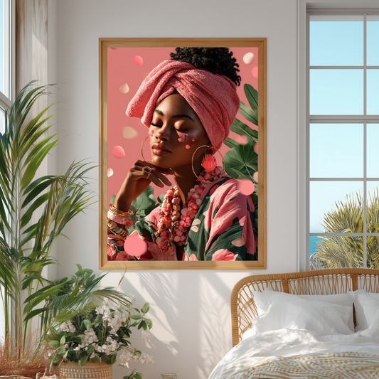 Black Woman Hibiscus Poster