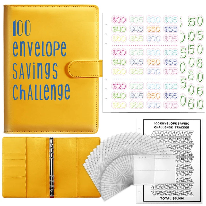 100 Envelopes Money Saving Challenge Binder A5 Savings Binder Budget with Cash Envelopes for Planning and Saving $5050