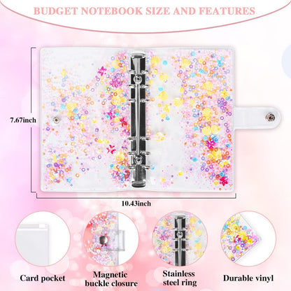 A6 Budget Binder, 30Pcs Cash Envelopes for Budgeting with PVC Budget Planner Organizer, Money Organizer, Expense Trackers, Label Stickers Cash Envelopes for Budgeting and Saving Money(Rainbow)