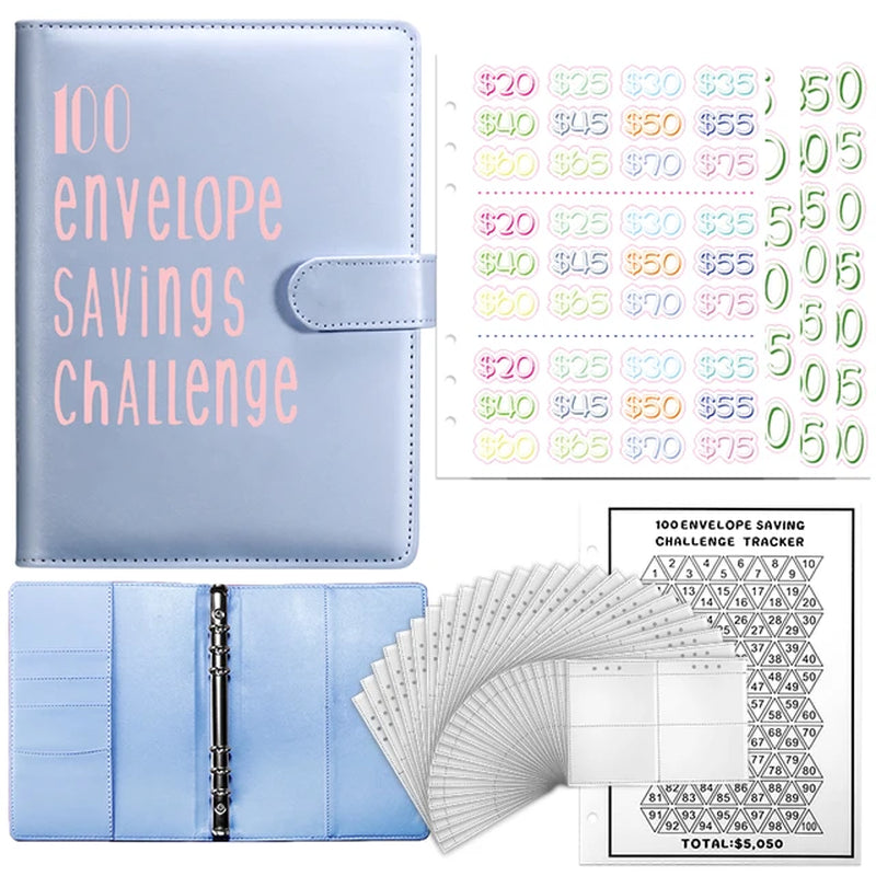 100 Envelopes Money Saving Challenge Binder A5 Savings Binder Budget with Cash Envelopes for Planning and Saving $5050