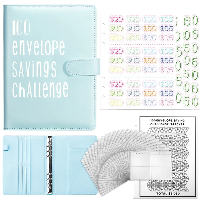 100 Envelopes Money Saving Challenge Binder A5 Savings Binder Budget with Cash Envelopes for Planning and Saving $5050