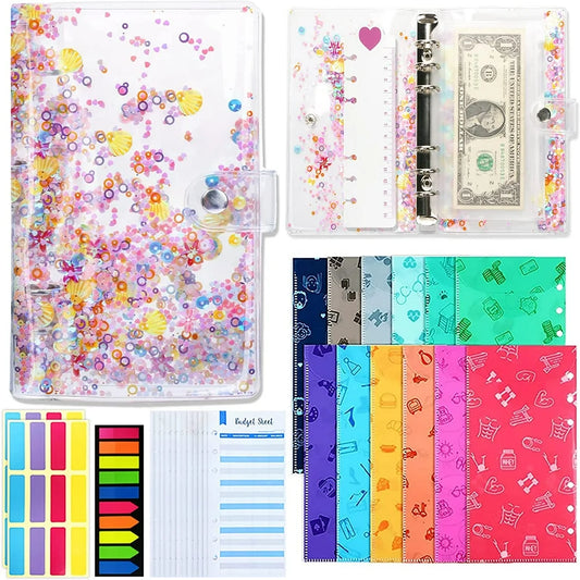 A6 Budget Binder, 30Pcs Cash Envelopes for Budgeting with PVC Budget Planner Organizer, Money Organizer, Expense Trackers, Label Stickers Cash Envelopes for Budgeting and Saving Money(Rainbow)