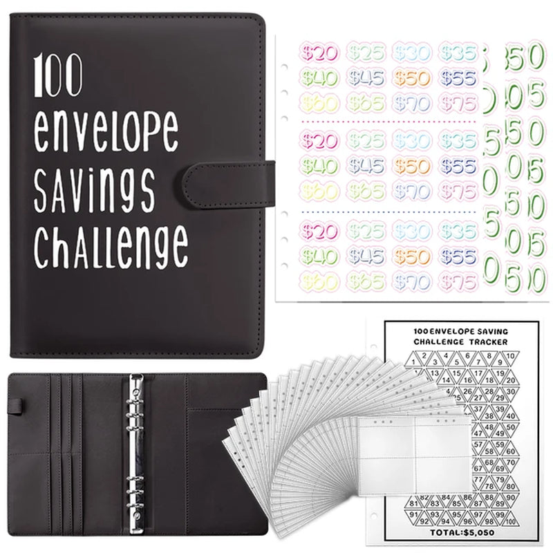 100 Envelopes Money Saving Challenge Binder A5 Savings Binder Budget with Cash Envelopes for Planning and Saving $5050