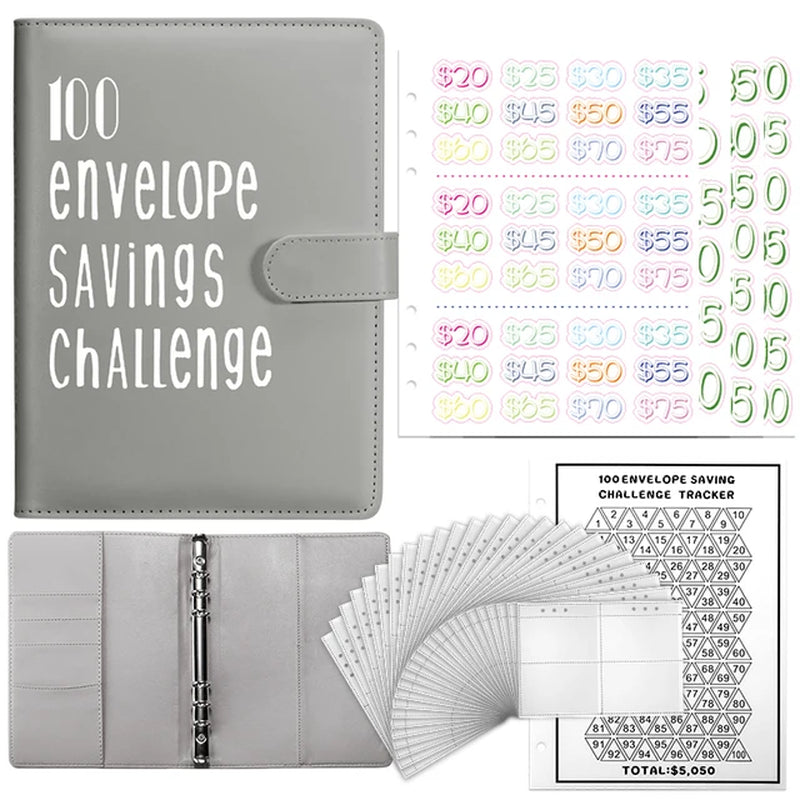 100 Envelopes Money Saving Challenge Binder A5 Savings Binder Budget with Cash Envelopes for Planning and Saving $5050