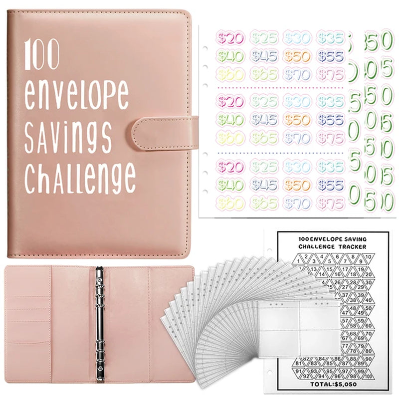 100 Envelopes Money Saving Challenge Binder A5 Savings Binder Budget with Cash Envelopes for Planning and Saving $5050